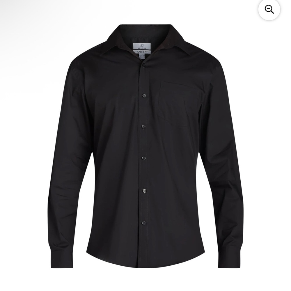 George Men's Classic Black Long Sleeve Button Down Dress Shirt NWT